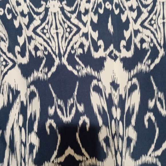 MSK Blue and White Dress with Long Bell Sleeves - Picture 7 of 8